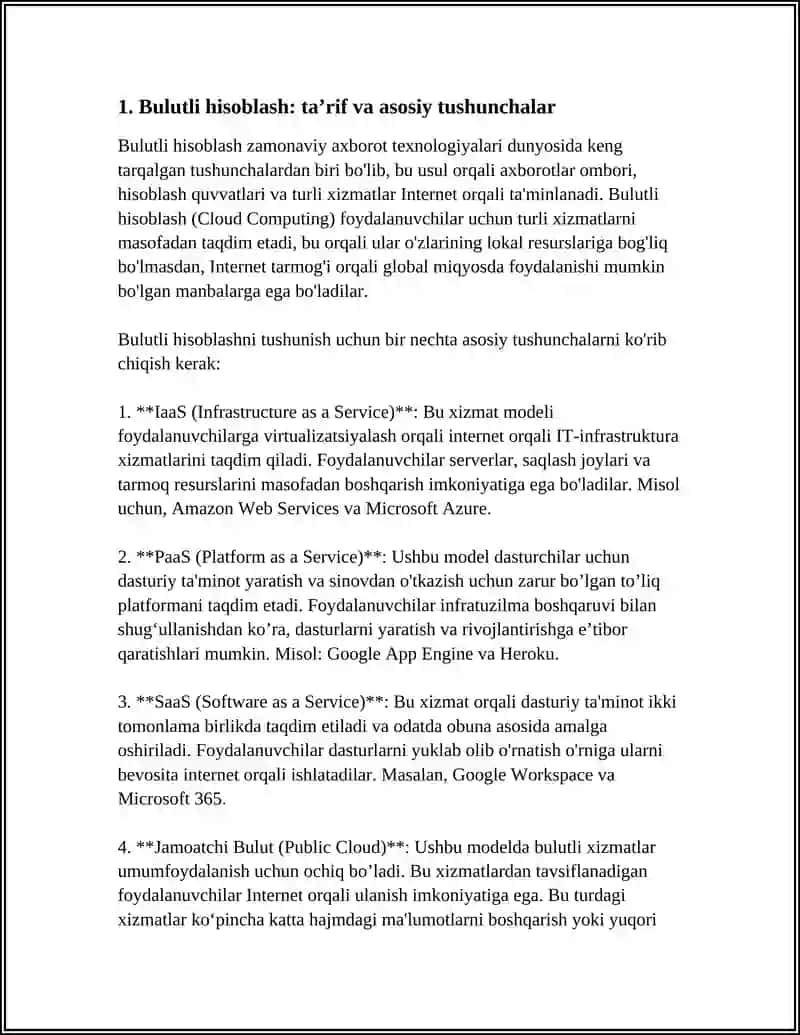 BULUTLI HISOBLASHLAR(CLOUD COMPUTING) VA ULARNING ASOSIY TUSHUNCHALARI 3