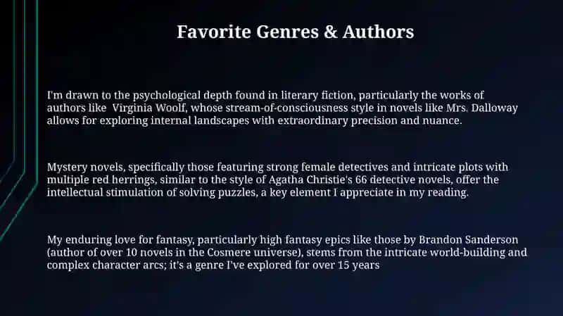 Favorite Genres & Authors 3