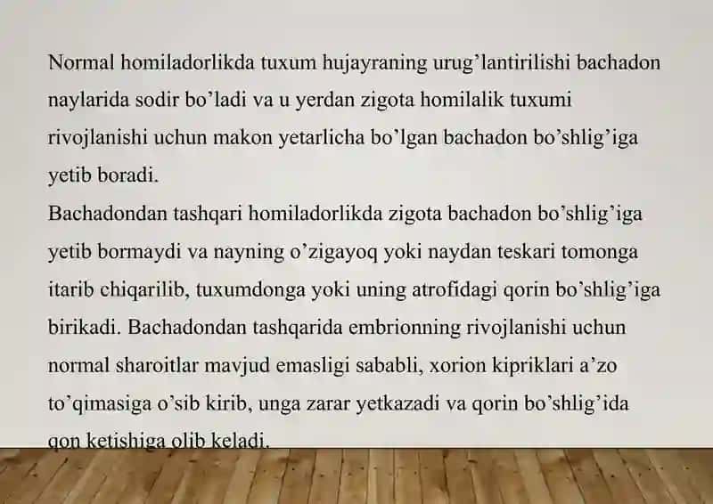 BACHADONDAN TASHQARI HOMILADORLIK 3