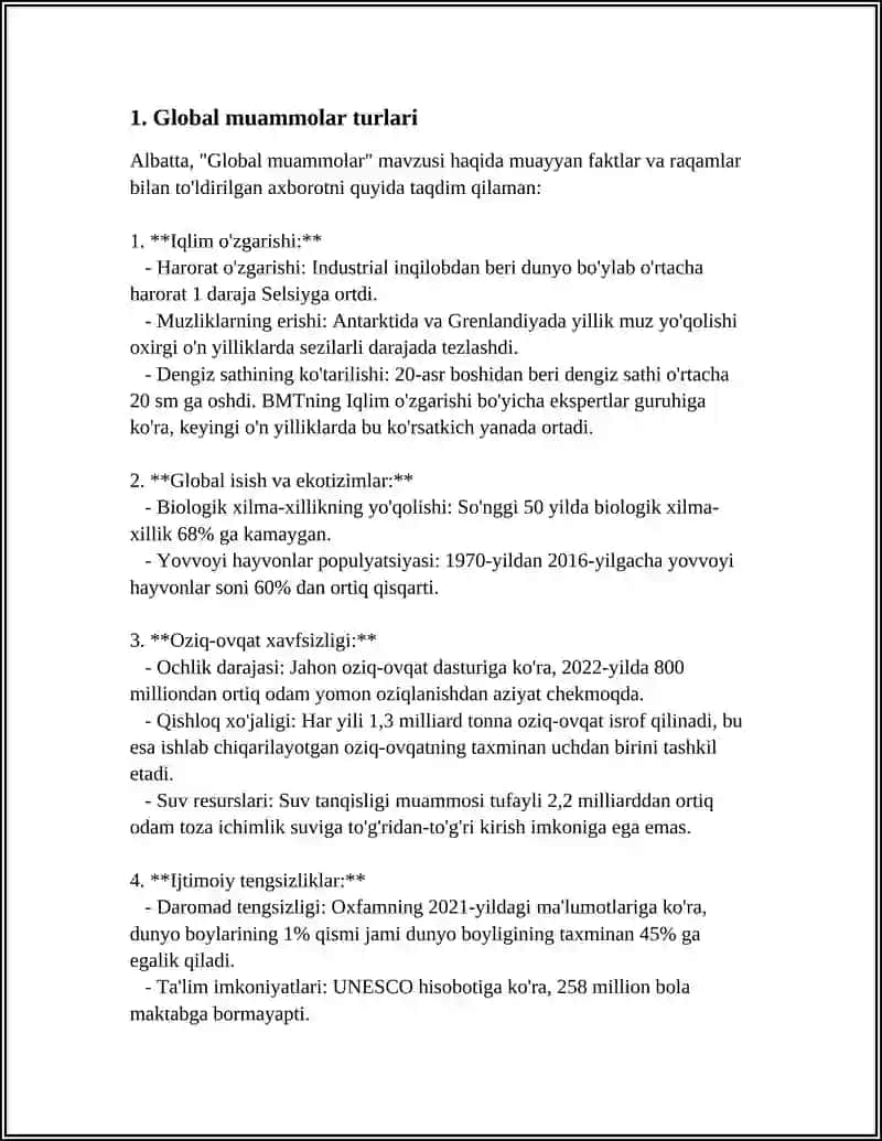 GLOBAL MUAMMOLARNING MEZONLARI VA DARAJALARI 3