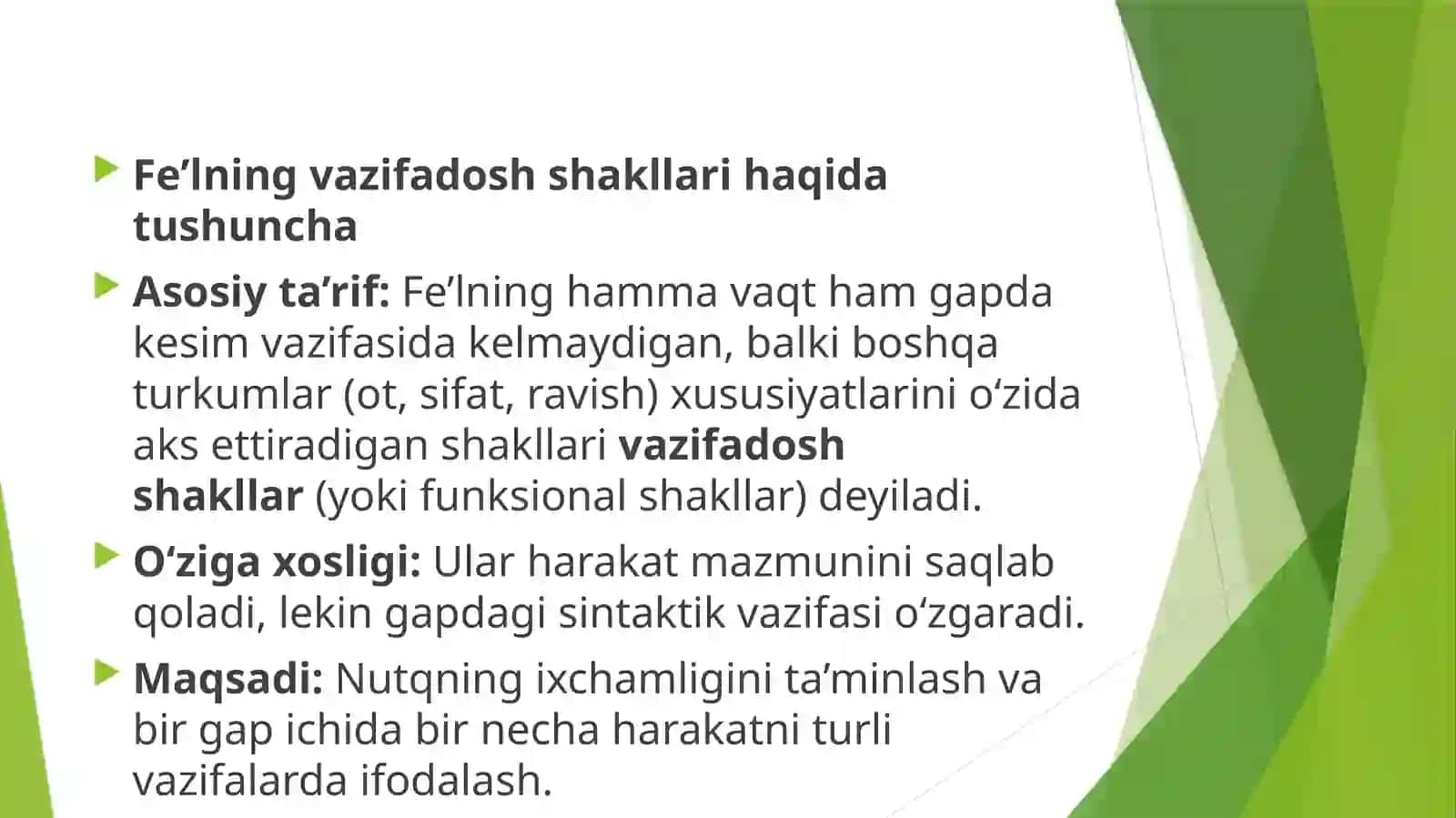 Felning vazifadosh shakllari 3