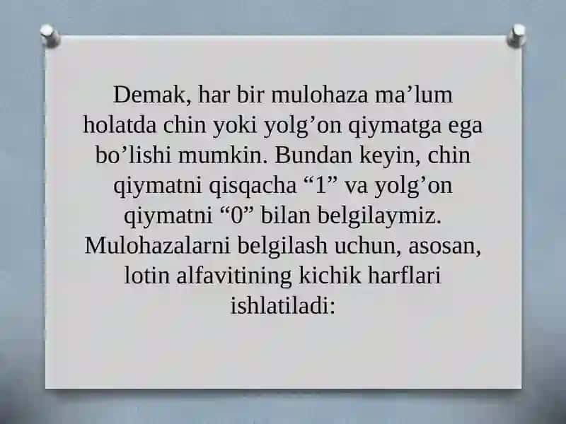 Mulohazalar algebrasi 3