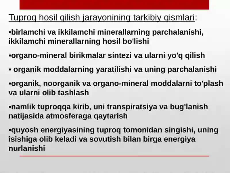 Tuproqni hosil qiluvchi omillar 3