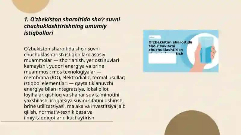 Oʻzbekiston sharoitida shôr suvni chuchuklashtirish 3