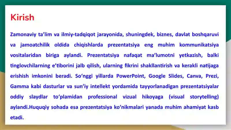 Prezentatsiyalarning turlari va shakllari 3