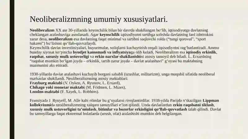 Neoliberalizmning Umumiy Xususiyatlari 3