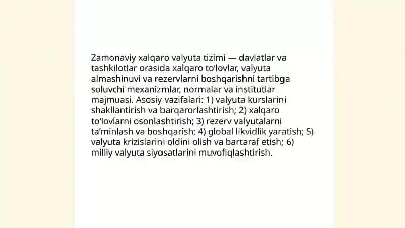 Zamonaviy xalqaro valyuta tizimi 3