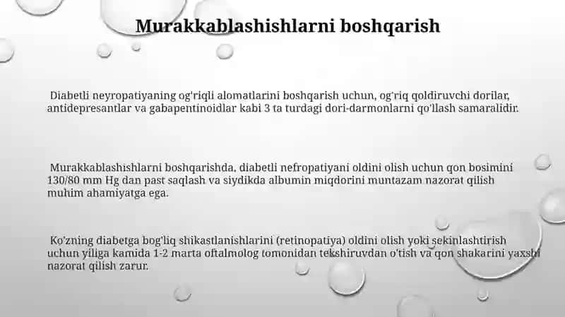 Qandli diabetni davolash prinsiplari 3