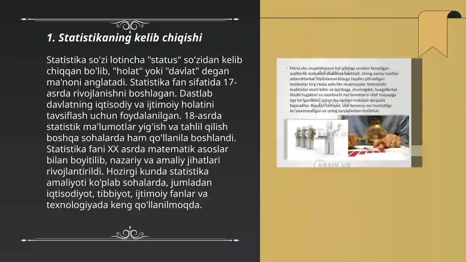 Statistikaning paydo bo'lish tarixi va rivojlanish bosqichlari 3