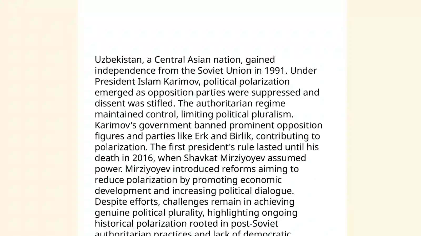 The impact of political polarization on Uzbekistan democracy 3