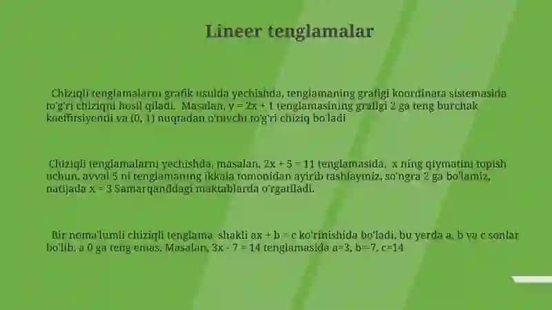 Lineer tenglamalar 3