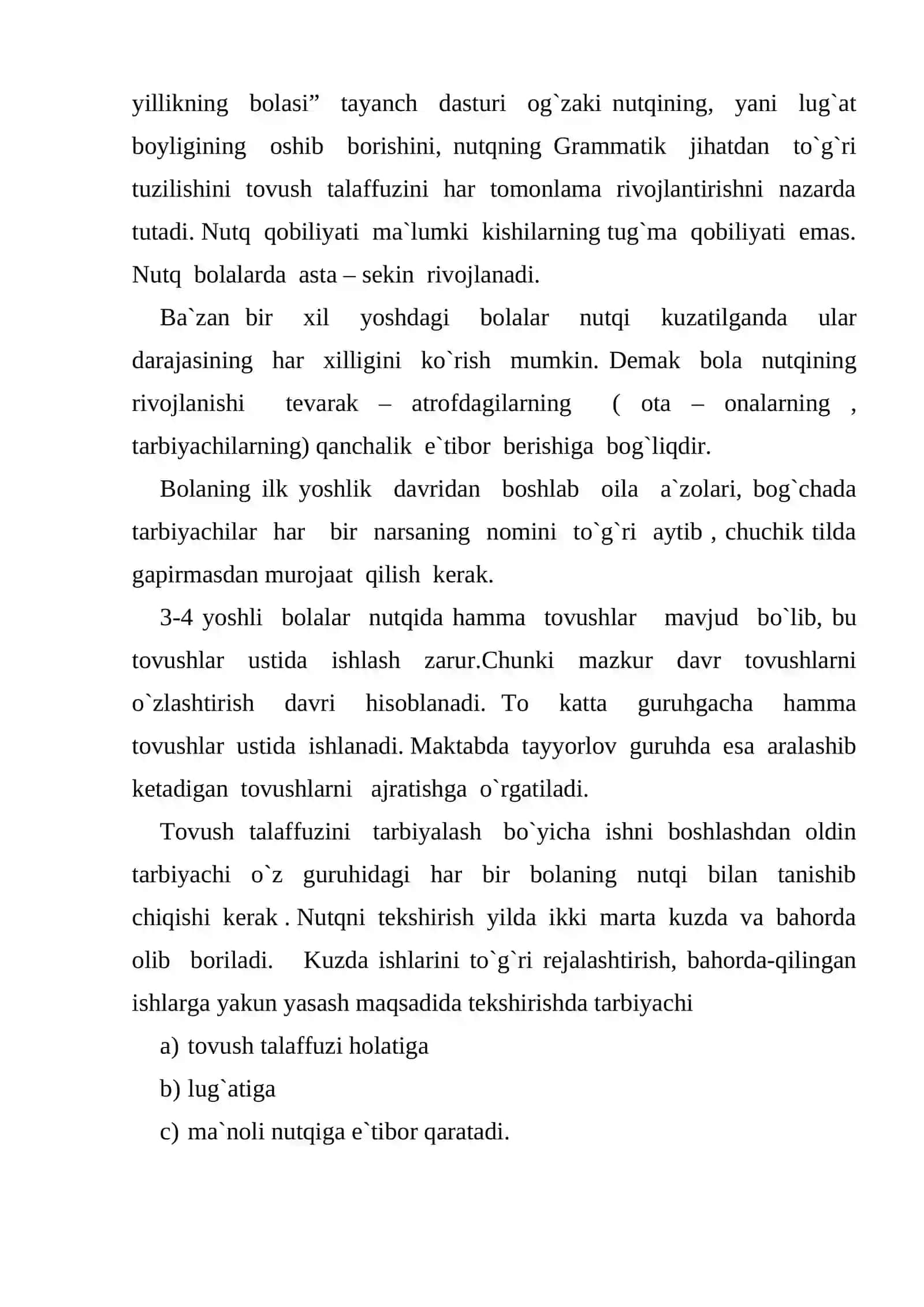 Bolalar nutqini o`stirish. MTM tarbiyachilari kursi uchun 3