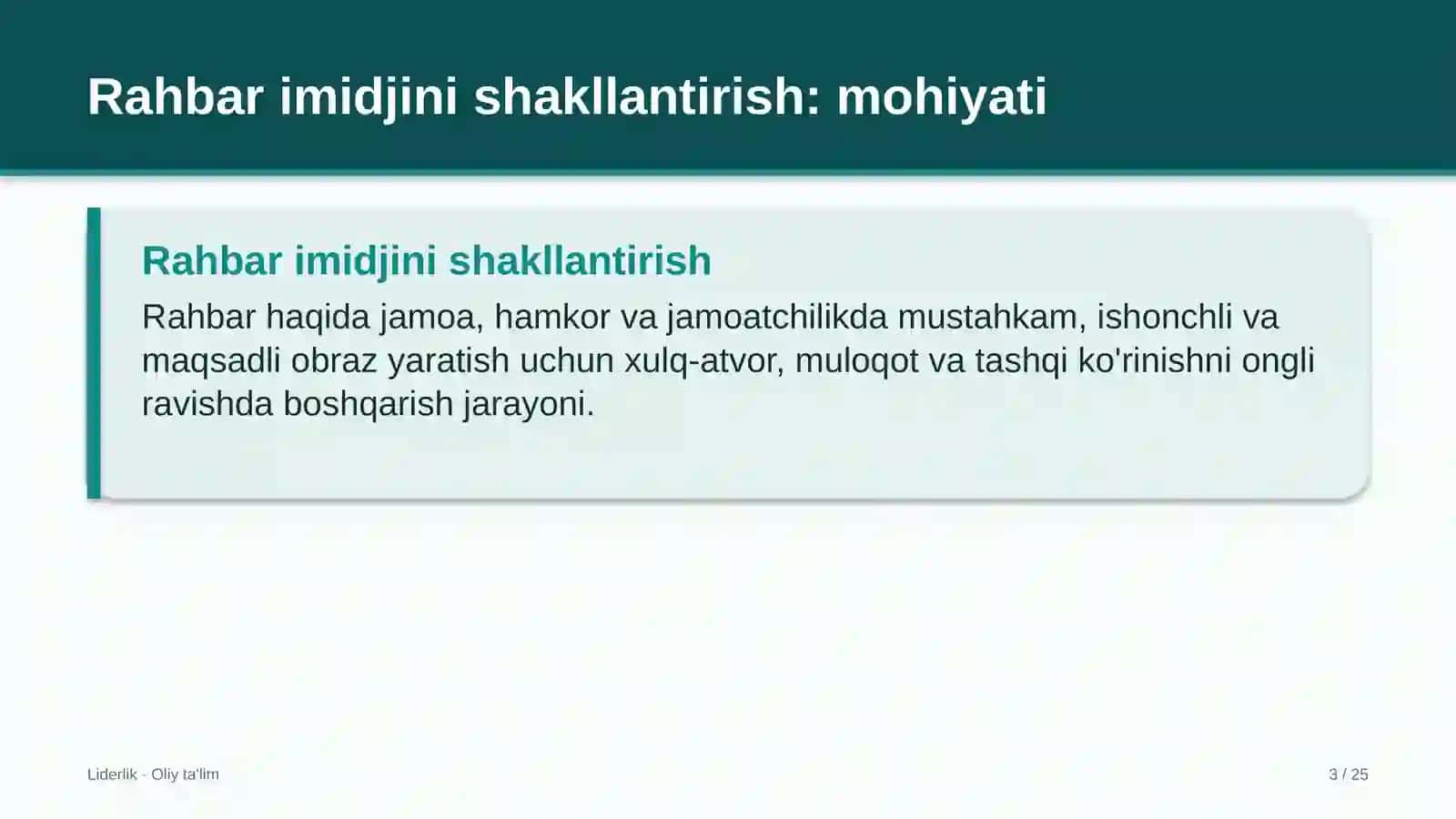 Chakana savdoda rahbar imidjini shakllantirish 3