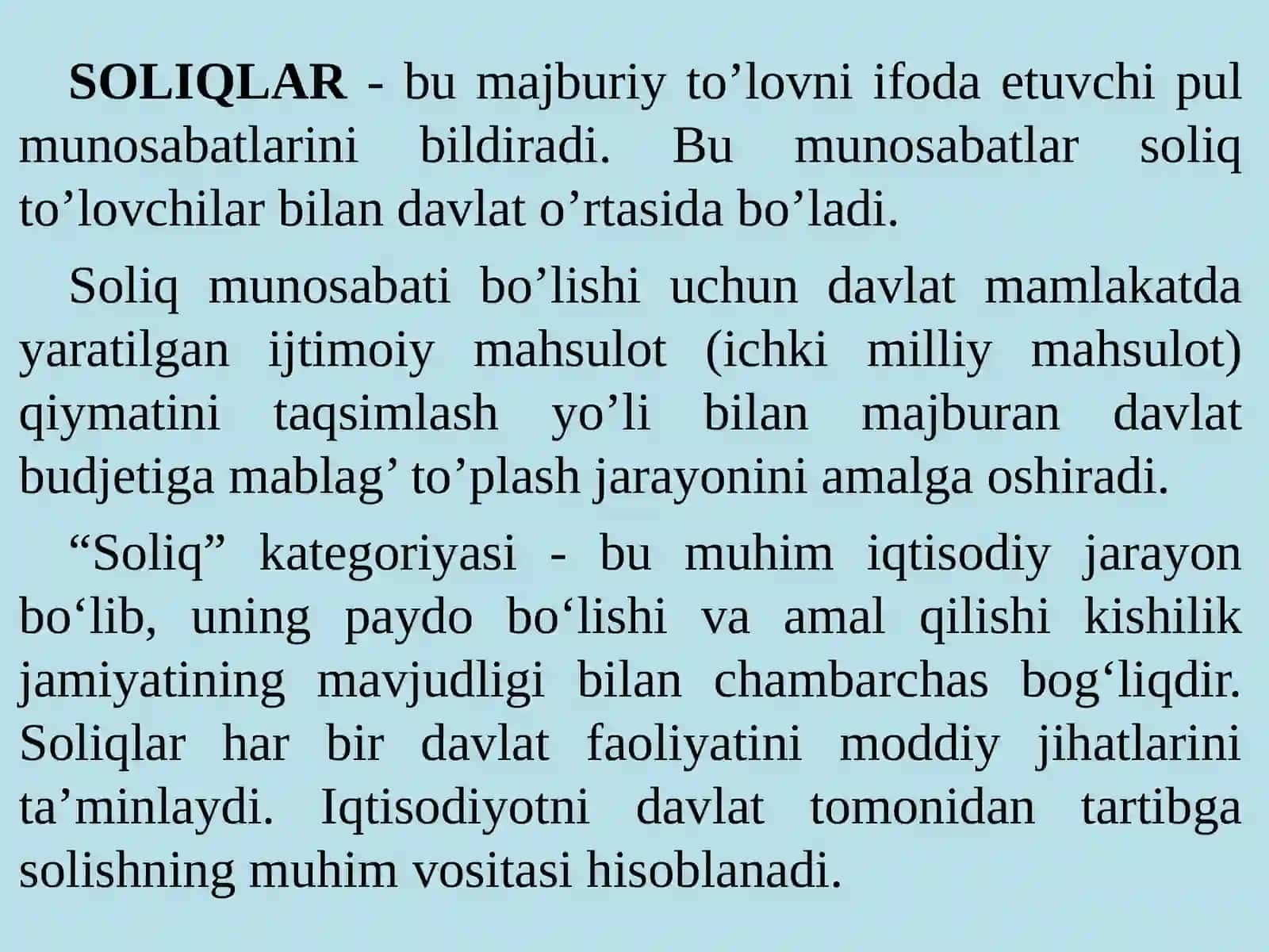 “Soliqlar va soliqqa tortish” faniga kirish 3