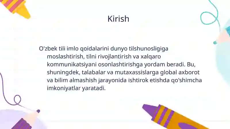 O'zbek tili imlo qoidalarining dunyo tilshunosligiga moslashtirilishi 3