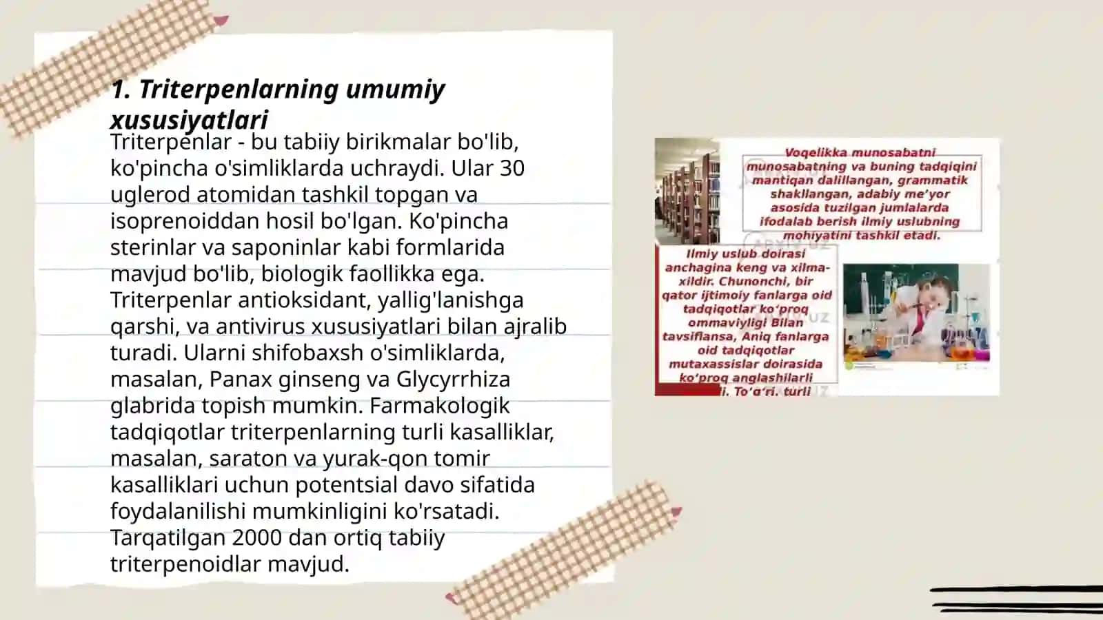 Tri-, tetra- va politerpenler. Xususiyatlari va ahamiyati 3
