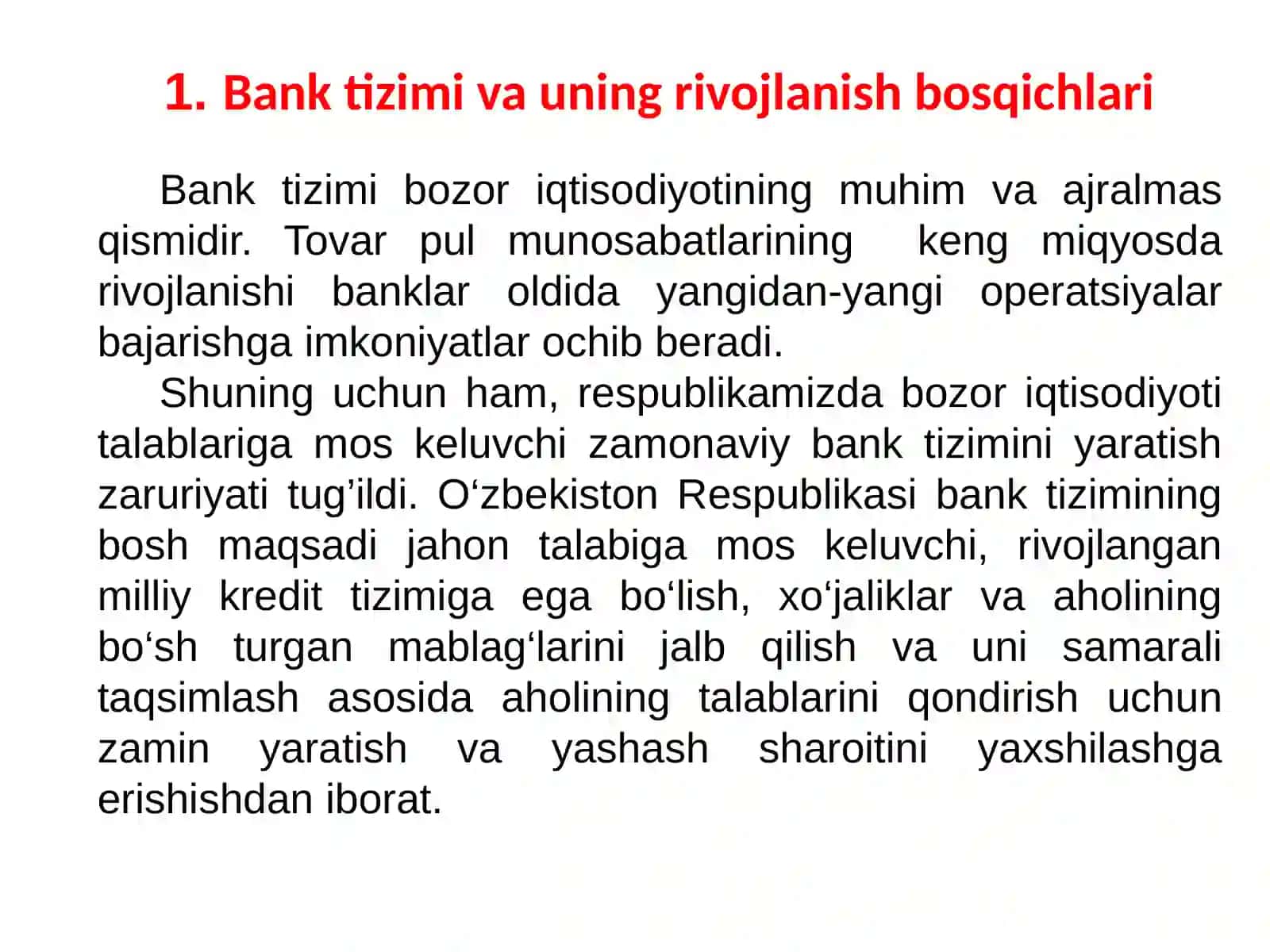 Oʻzbekiston Respublikasi bank tizimi va uning tarkibi 3