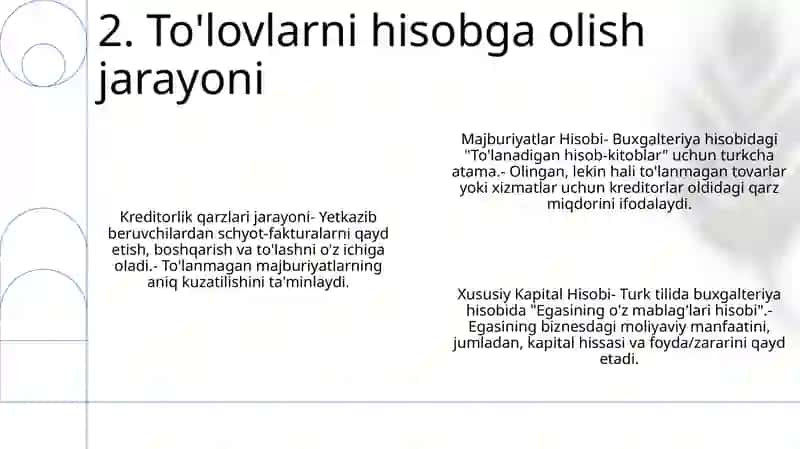 Majburiyatlar Hisobi. Xususiy Kapital Hisobi 3