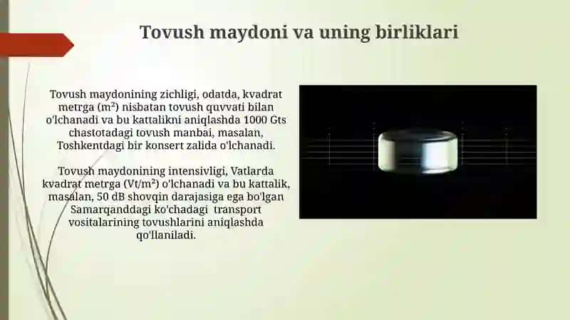 Akustik kattaliklar va ularning o'lchov birliklari 3