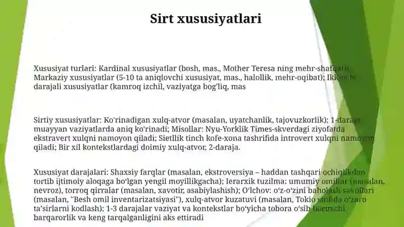 Sifat turlari va darajalari 3