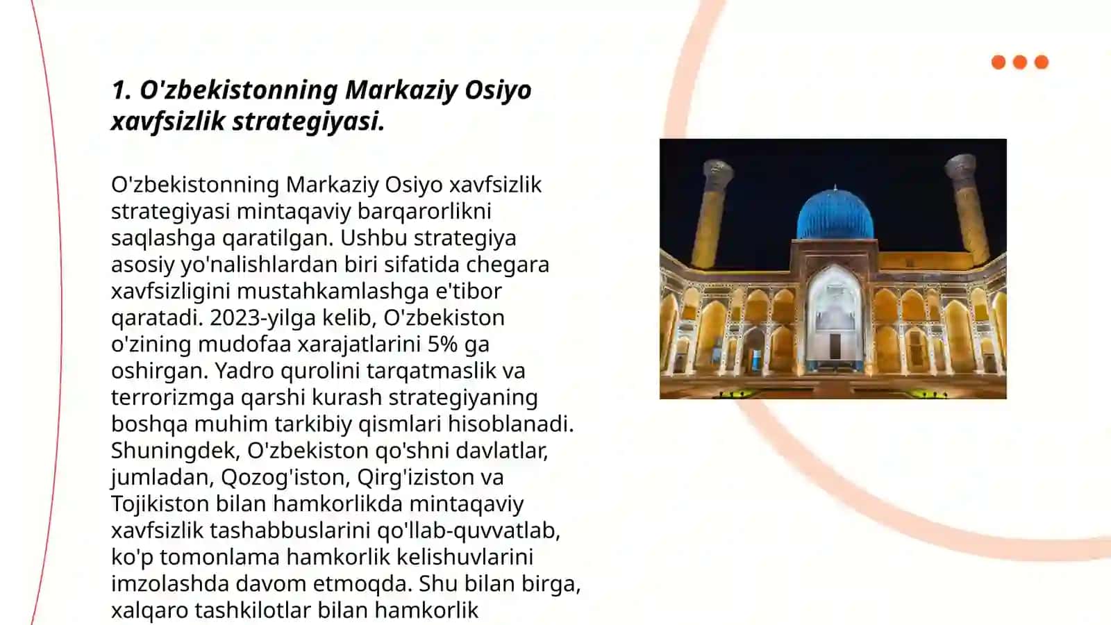 O'zbekistonning Markaziy Osiyo xavfsizlik strategiyasi 3