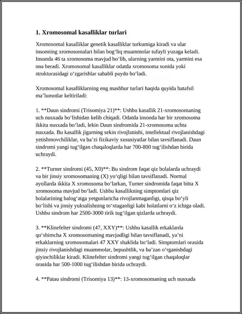 XROMOSOMA KASALLIKLARI 3