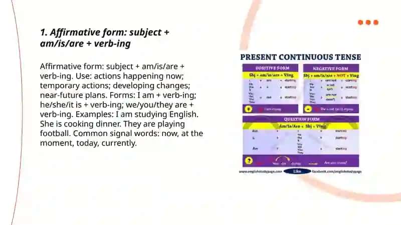 Present Continuous Tense. Positive, Negative, Question forms 3