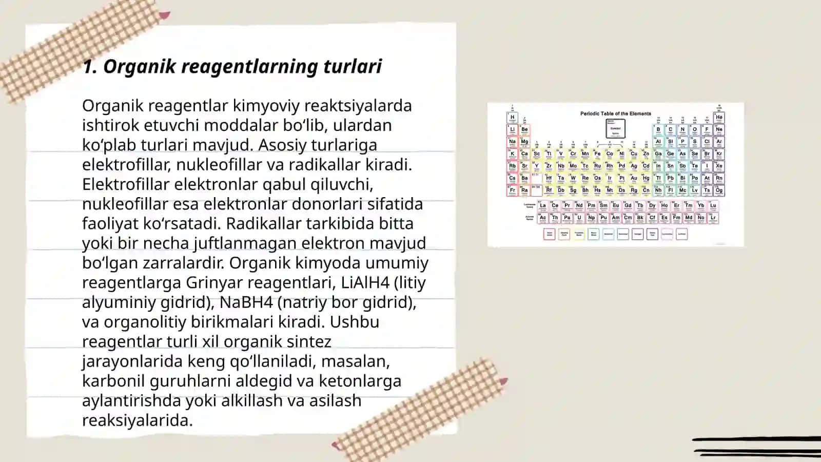 Organik reagentlarning qoʻllanilishi 3