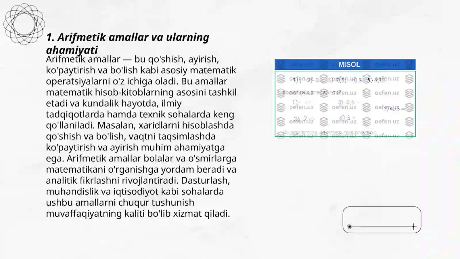 Arifmetik amallarni o'rgatish metodikasi 3