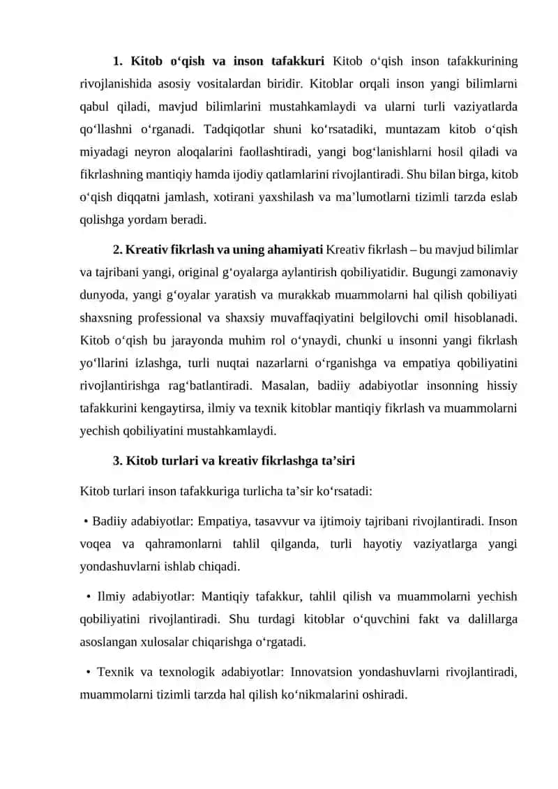 KITOB O’QISH VA KREATIV FIKRLASH 3
