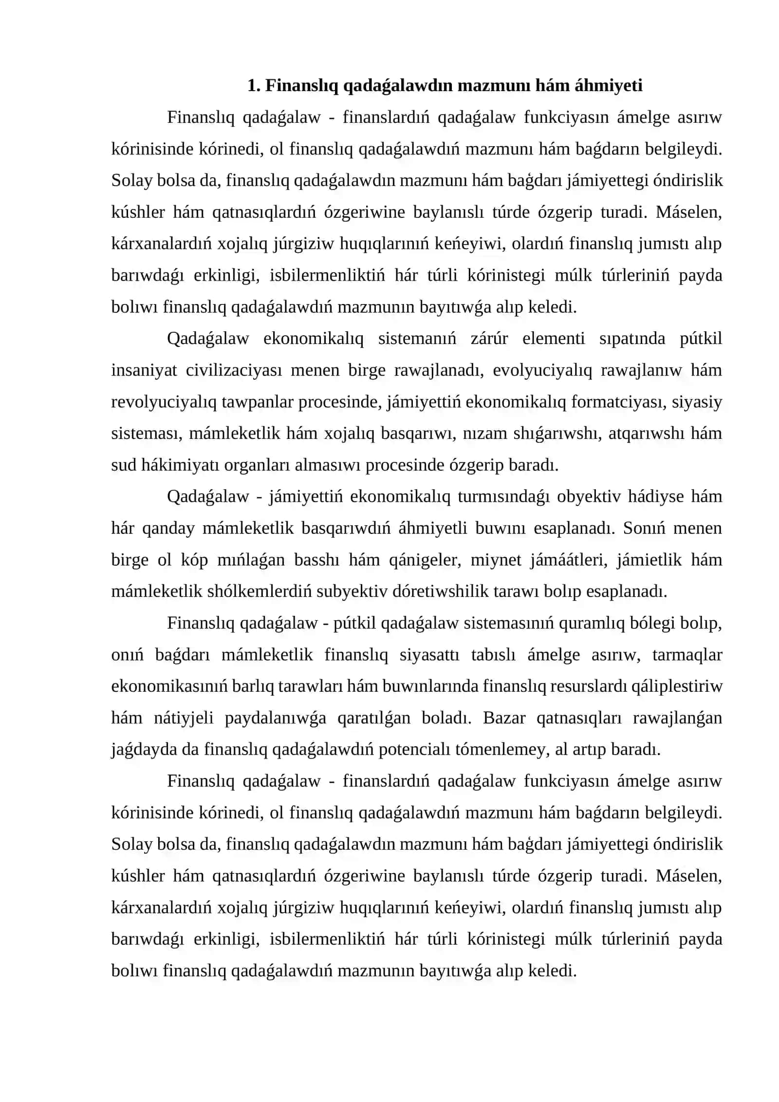 Finanslıq qadaǵalaw 3
