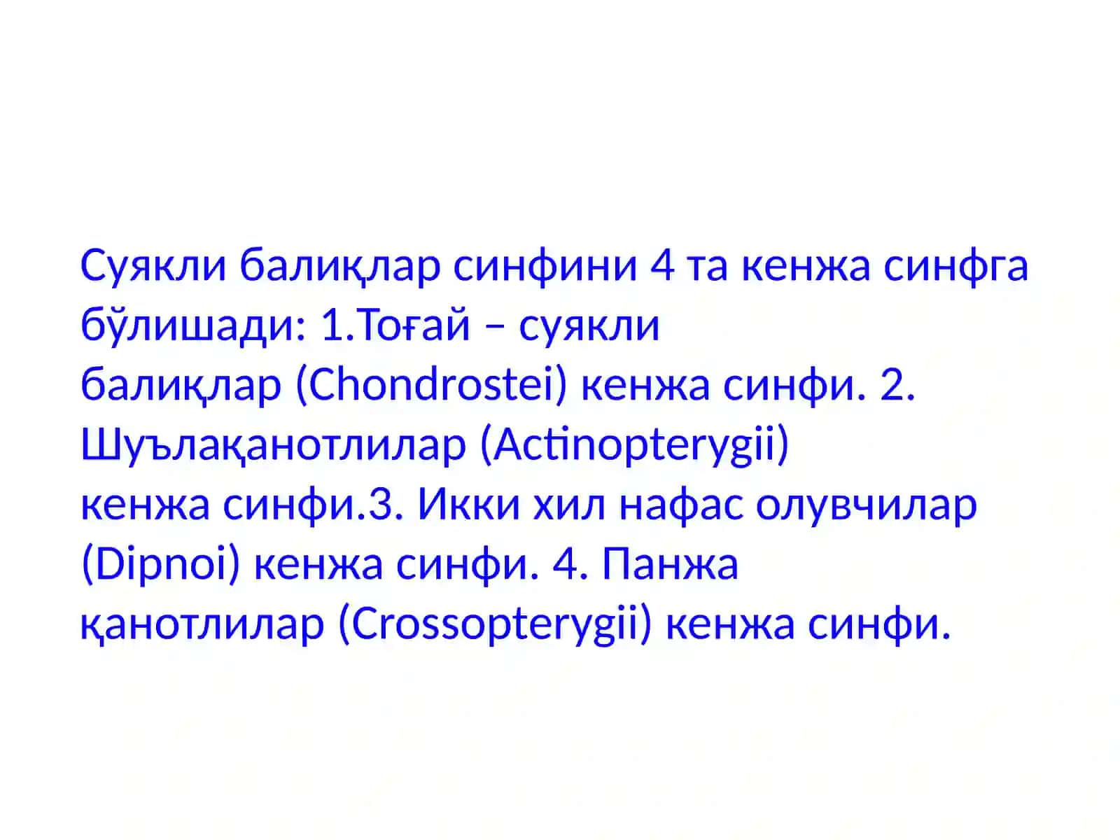 Балиқлар катта синфи 3