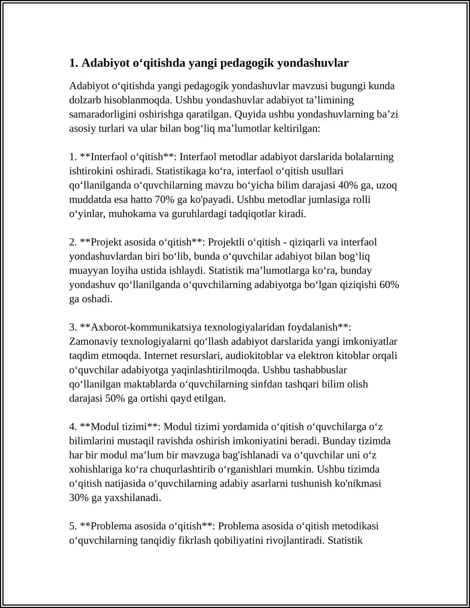 ADABIYOT OʻQITISH METODIKASIGA OID YANGI ADABIYOTLARNING OBZORINI YARATISH 3
