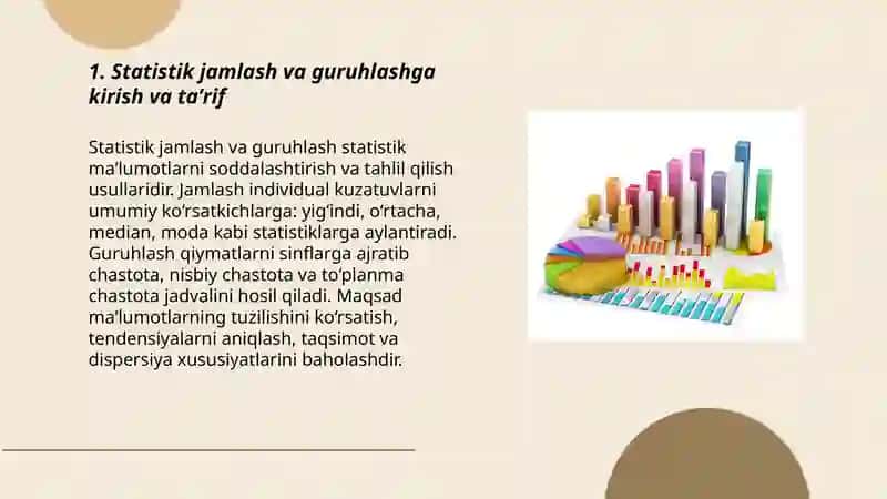 Statistik jamlash va guruhlash 3
