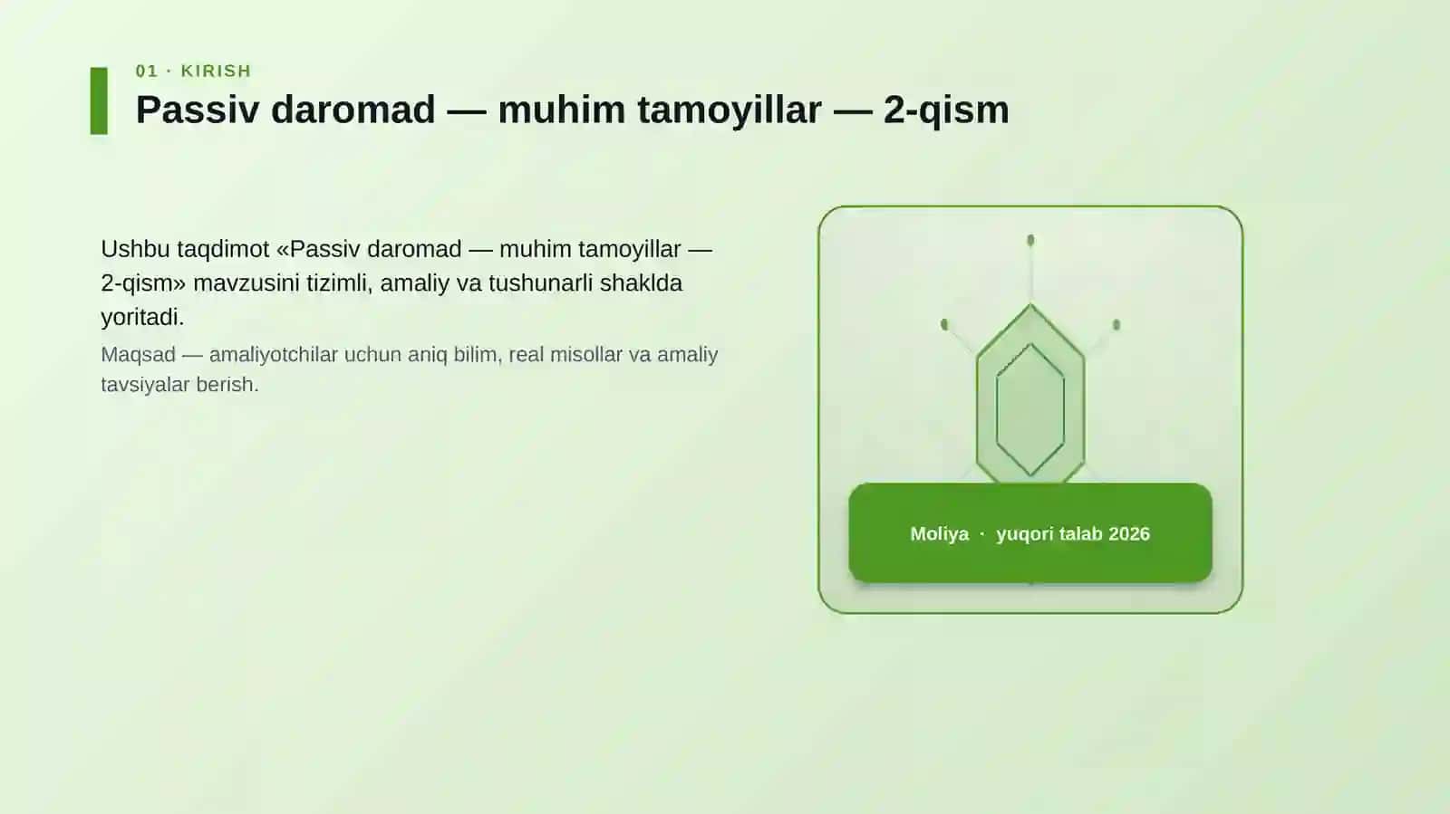 Passiv daromad — muhim tamoyillar — 2-qism 3