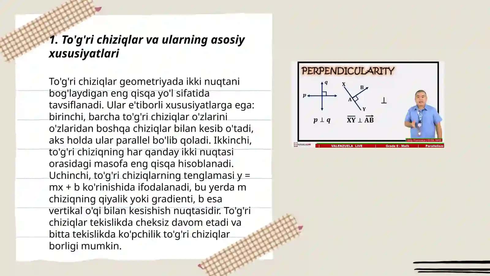 To'g'ri chiziqlarning parallel va perpendikulyarlik sharxlari 3