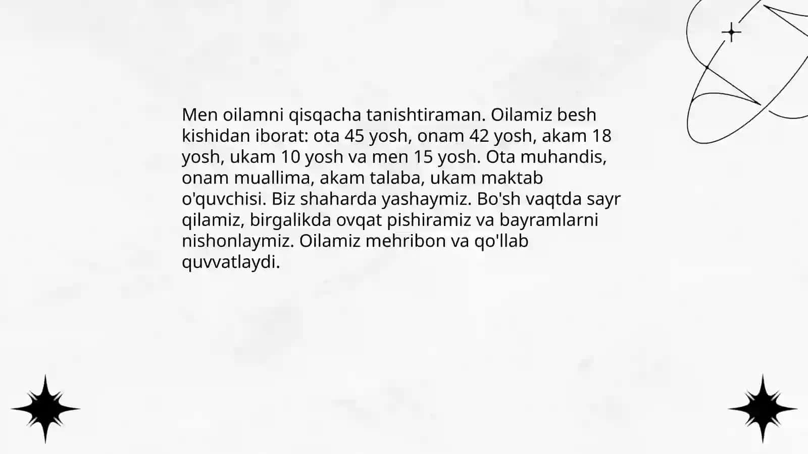 My family mavzusida 5 varaqli slayd 3