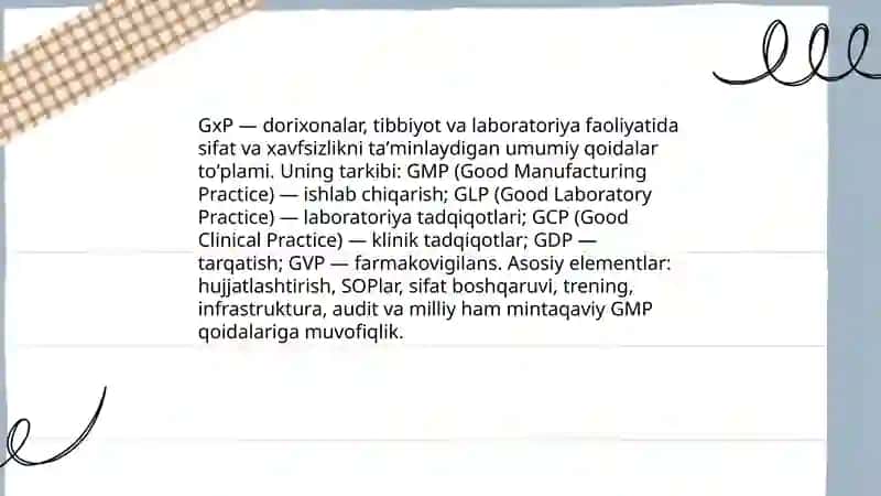 GxP tushunchalari va Milliy GMP qoidalari 3