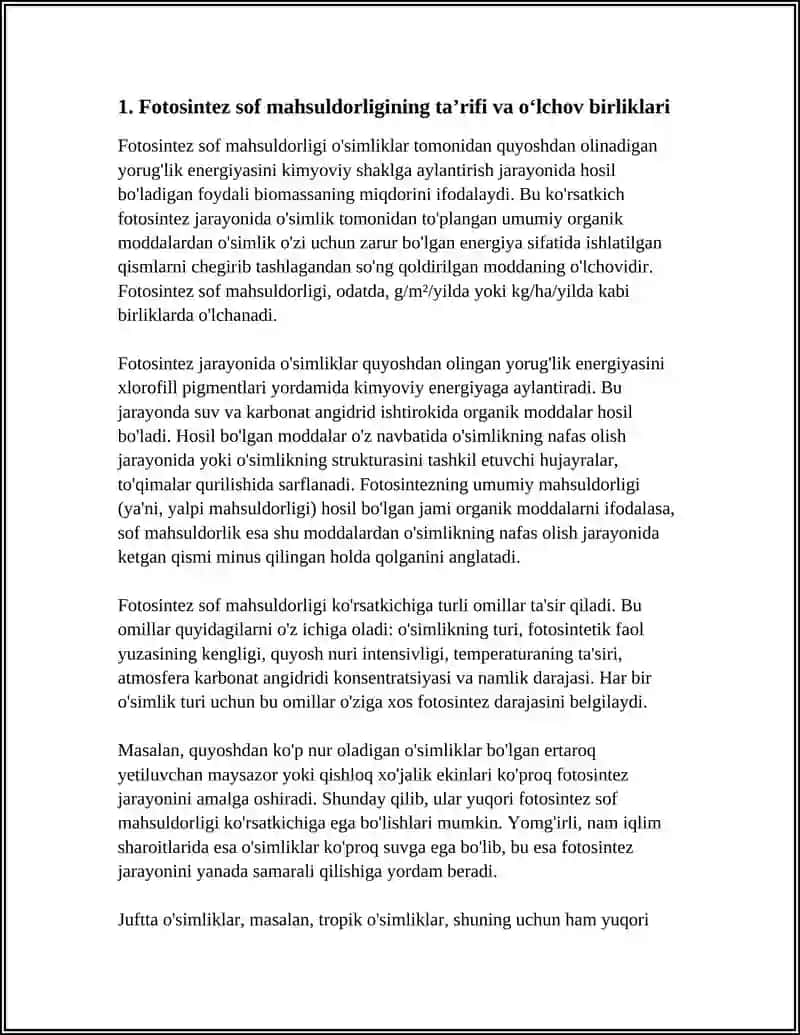 FOTOSINTEZ SOF MAHSULDORLIGI 3