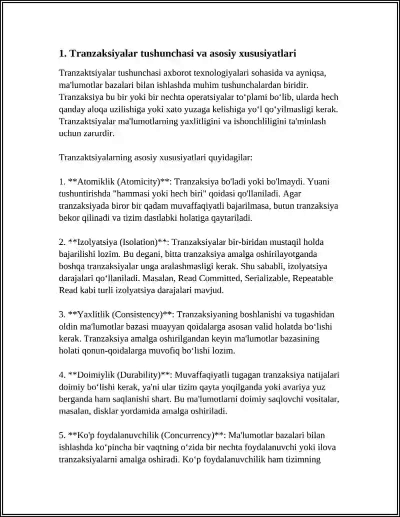 TRANZAKSIYALAR BILAN ISHLASH 3