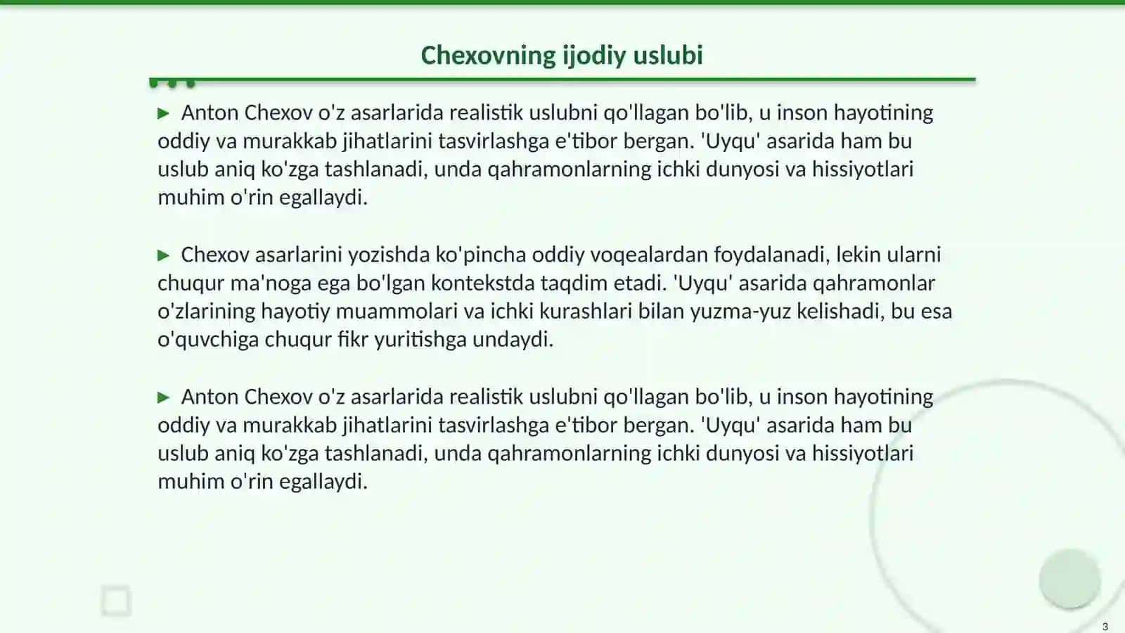 Anton chexov uyqu humori asari 3