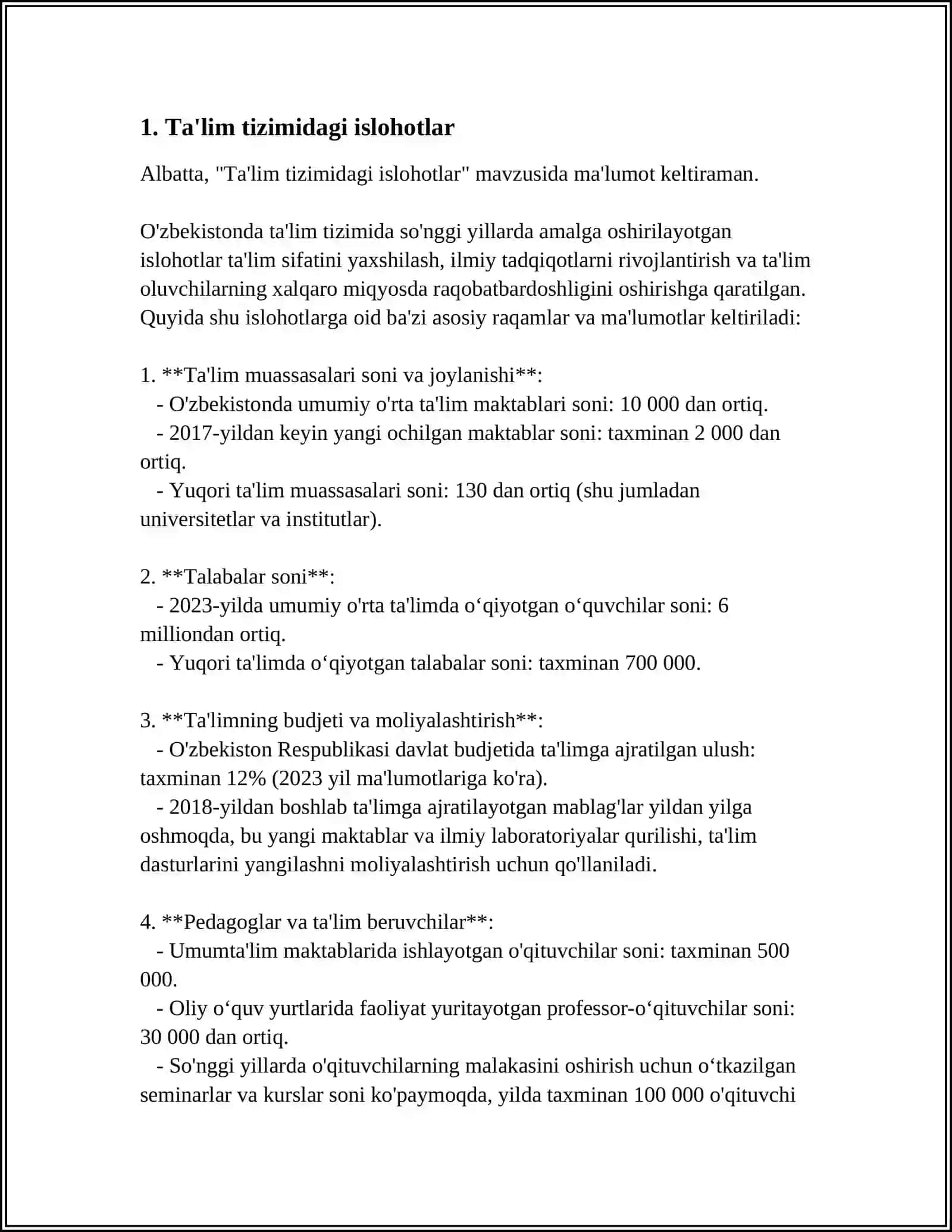 ÓZBEKISTONDA IJTIMOIY SOHADA AMALGA OSHIRILAYOTGAN ÓZGARISHLAR MAZMUN MOHIYATI 3