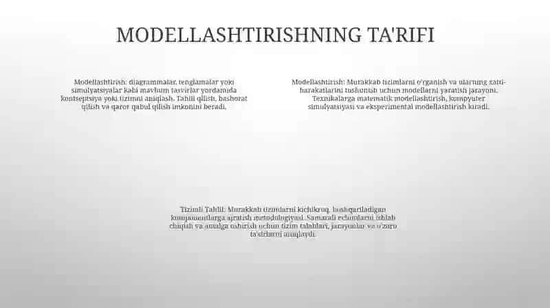 Modellashtirish Va Tizimli Tahlil BoʻYicha BoshlangʻIch MaʼLumotlar 3