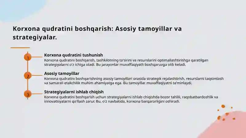 Korxona qudratini boshqarish 3