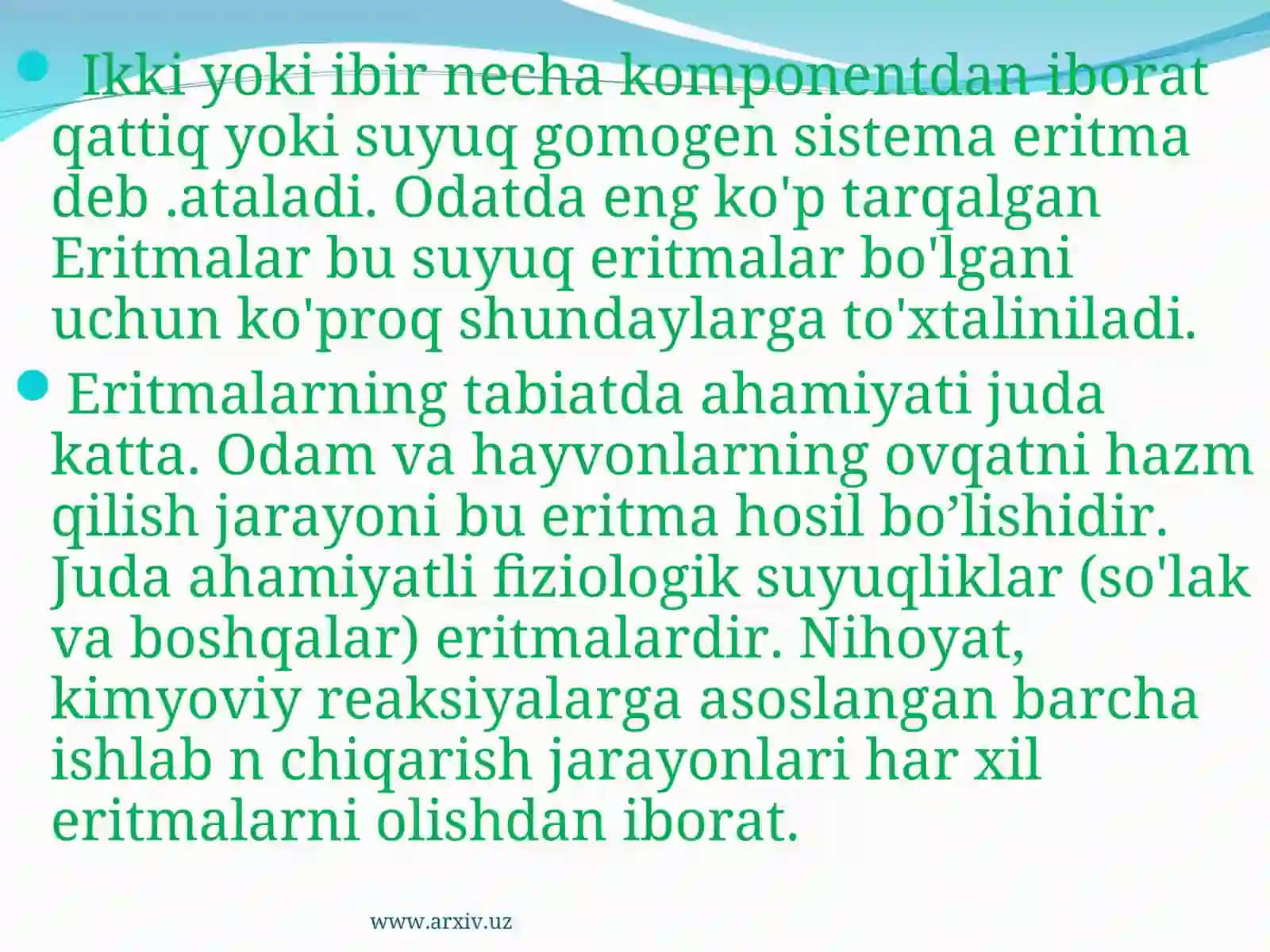 Eritmalar konsentratsiyalarini ifodalash usullari 3