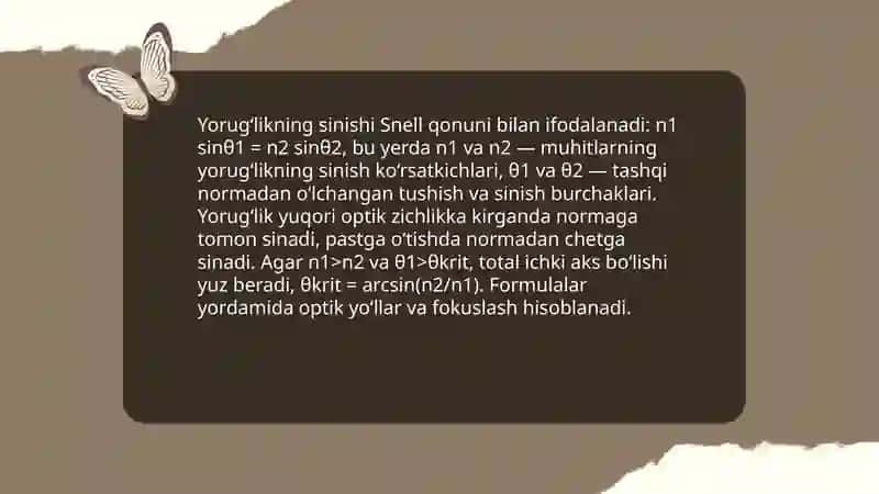 Yorug‘liking sinish va qaytish qonuni 3