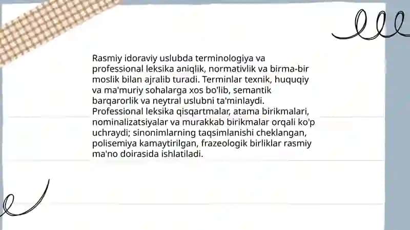Rasmiy idoraviy uslublarning leksik-gramatik hususiyatlari 3