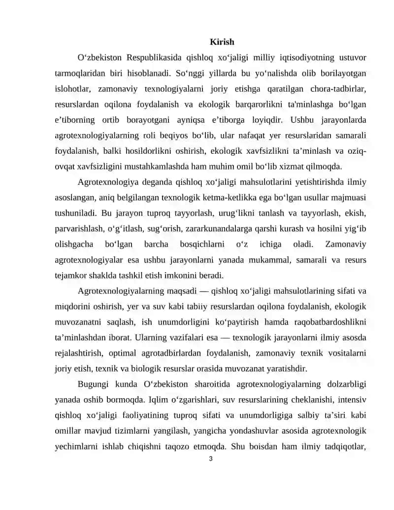 Agrotexnologiyalarning maqsadi va vazifalari 3