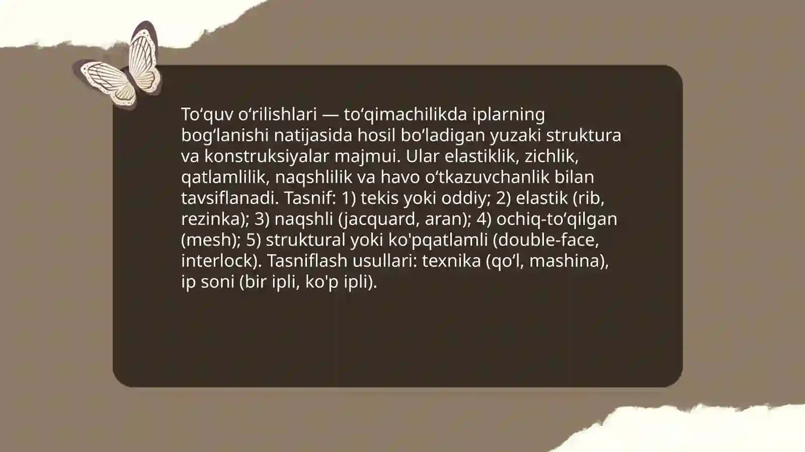 Toʻquv oʻrilishlari 3
