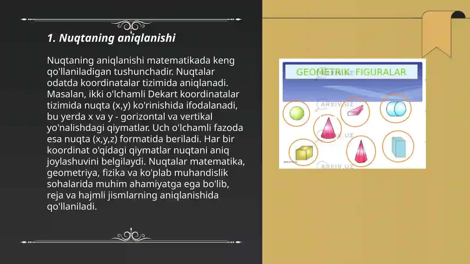 Asosiy geometrik tushunchalar:nuqta,nur,kesma,burchak 3